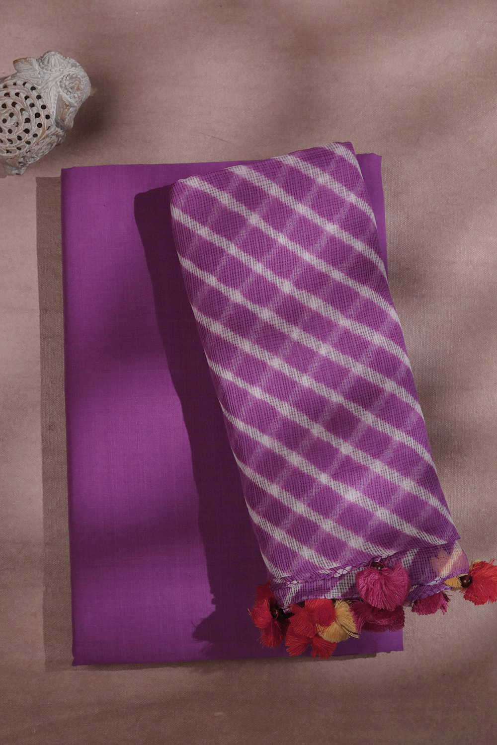 Dark Purple Mangalgiri Top & Leheriya Kota Dupatta
