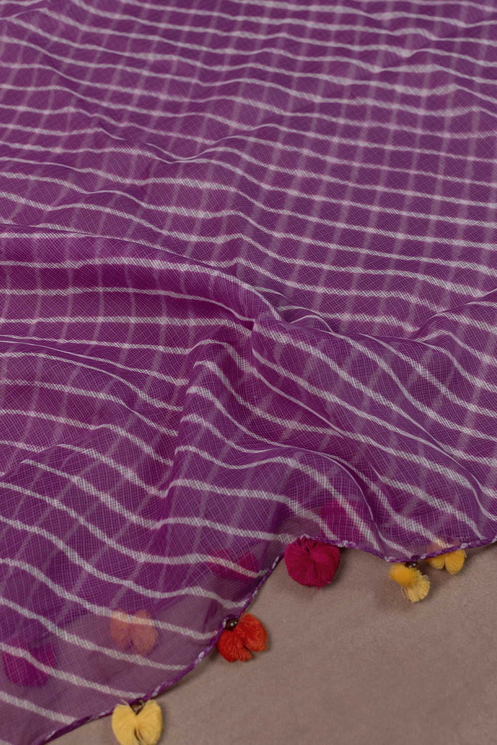 Dark Purple Mangalgiri Top & Leheriya Kota Dupatta - Image 3