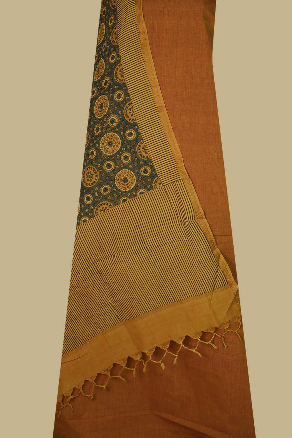 Rustic Orange Mangalagiri Top & Ajrak Cotton Dupatta