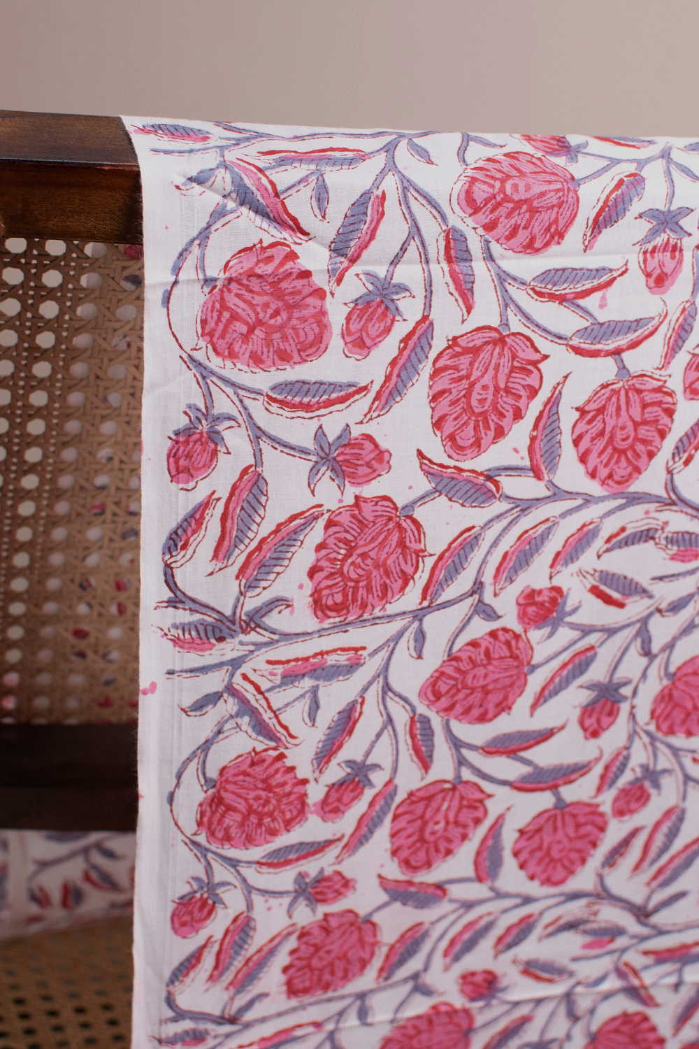 Vintage Floral Sanganeri Cotton Fabric - 1.3m