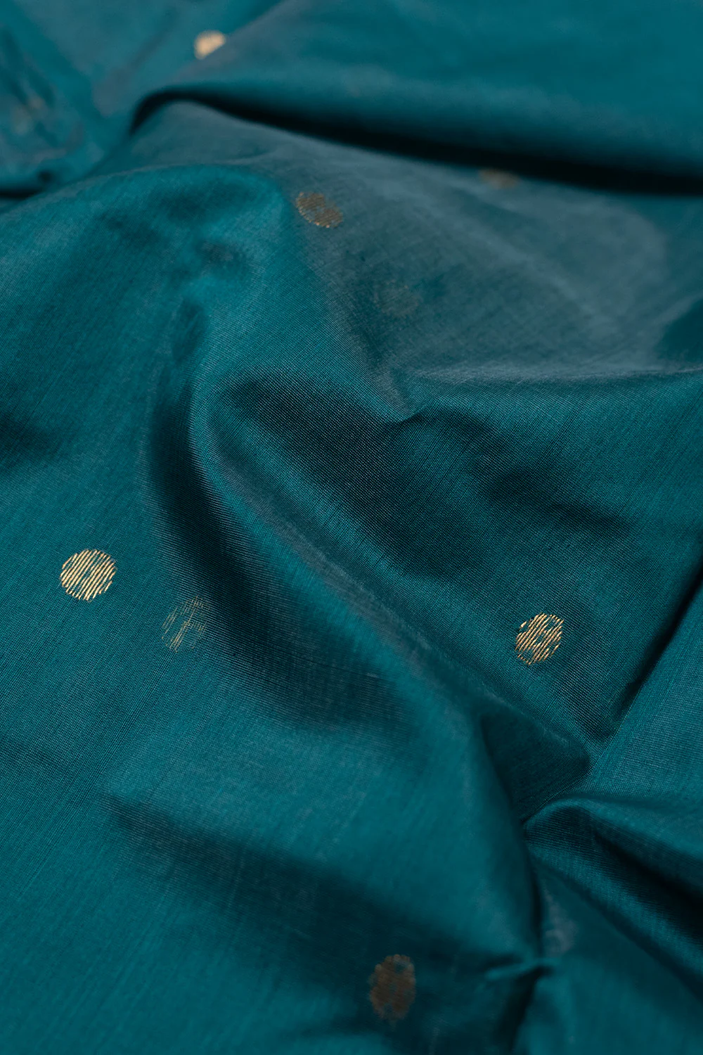 Zari Butta on Green Chanderi Silk Cotton Fabric - 2.3m - Image 3